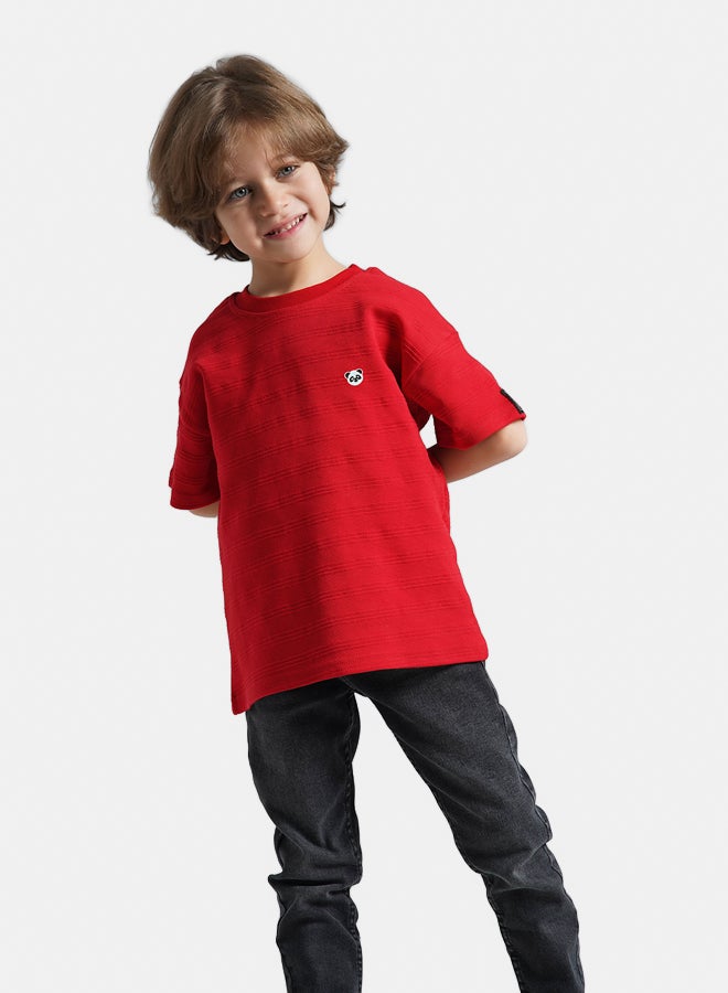 ريمينت تيشرت للاولاد بقماش قطن احمر - Image 3