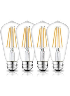 Y&D E27 LED Bulb, NonDimmable Energy Saving Light Bulbs, 6W ST64 6500K Vintage Edison Screw ES Bulb 60W Incandescent Replacement Antique Clear Glass for Pendant Home, Retro Fashioned Lamp (4Pcs Cool White  - Image 1