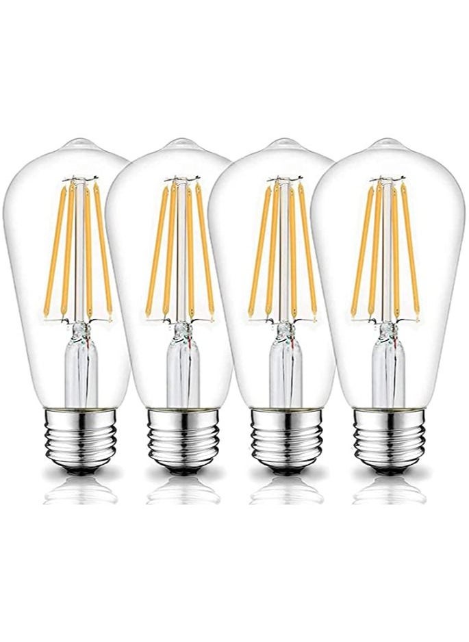 Y&D E27 LED Bulb, NonDimmable Energy Saving Light Bulbs, 6W ST64 6500K Vintage Edison Screw ES Bulb 60W Incandescent Replacement Antique Clear Glass for Pendant Home, Retro Fashioned Lamp (4Pcs Cool White  - Image 1