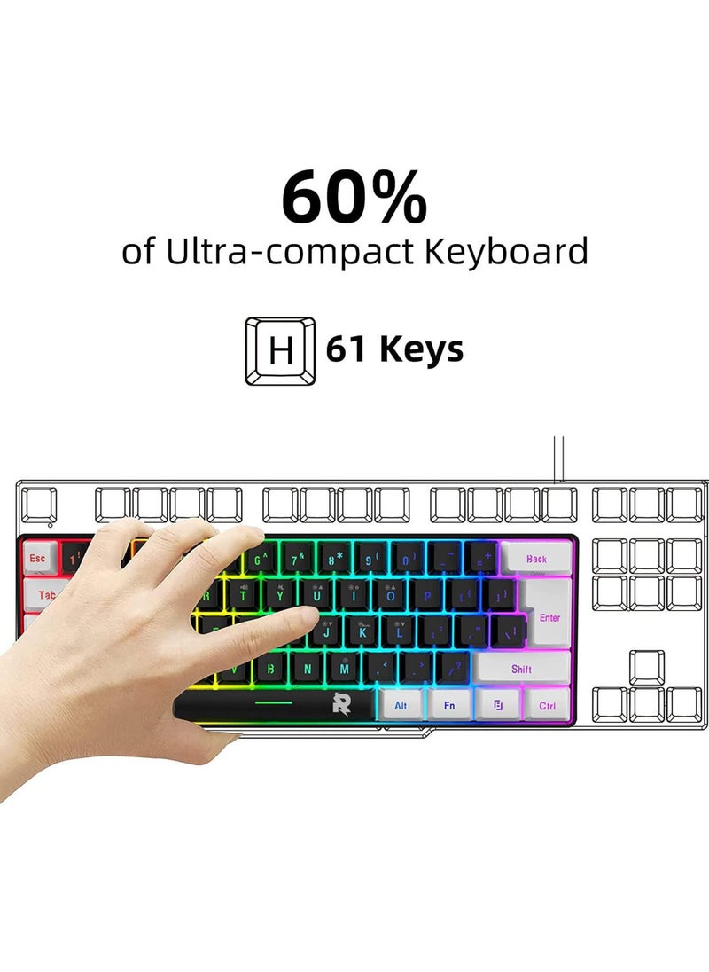Generic - Wired Gaming Keyboard and Mouse Combo Include Mini 60% Merchanical Feel Keyboard Ergonomic Design - Image 1