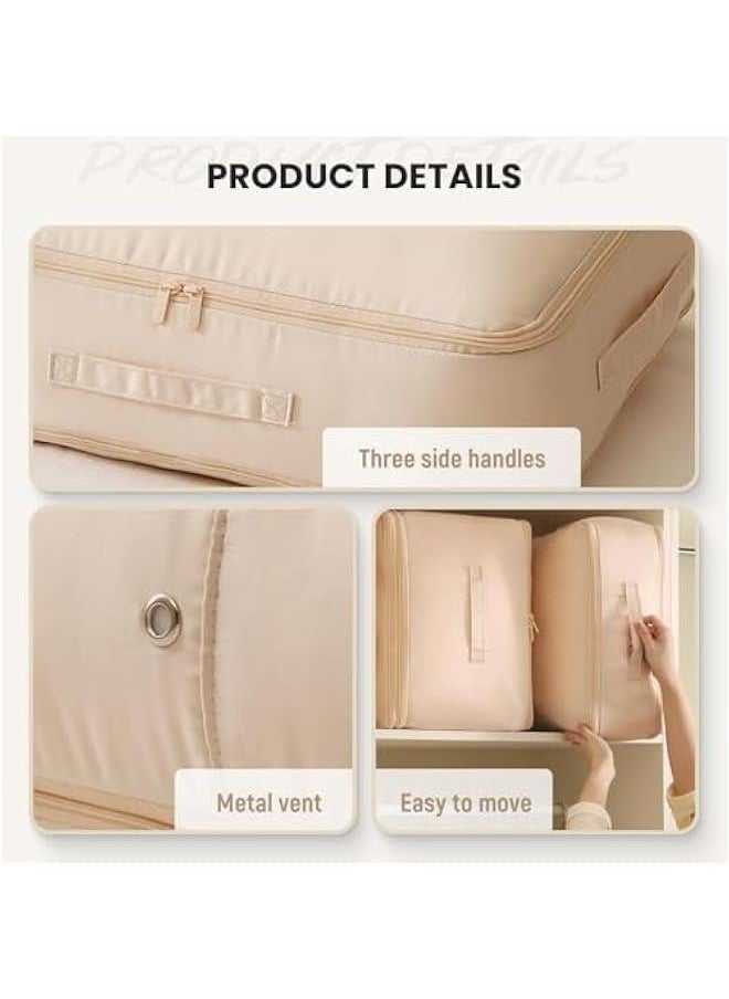 HOOKOR Durku Ultra Space Saving Self Compression Organizer,Heavy Duty Moving Bags,Storage Tote for Space Saving,Self Compressing Moving Clothes Organizer Bags for Comforters,Clothes,Bedding (Beige)  - Image 5