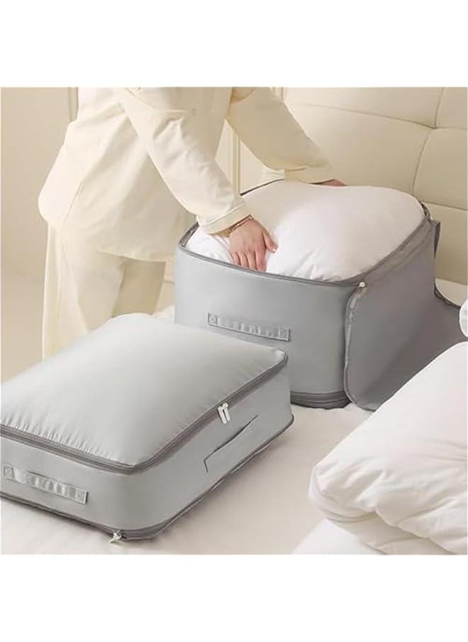 HOOKOR Durku Ultra Space Saving Self Compression Organizer,Heavy Duty Moving Bags,Storage Tote for Space Saving,Self Compressing Moving Clothes Organizer Bags for Comforters,Clothes,Bedding (Beige)  - Image 2