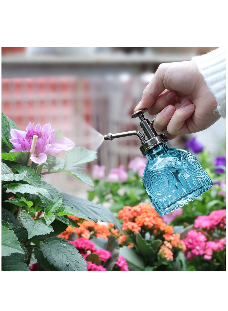 SYOSI Glass Plant Spray Bottle, 200ML Vintage Spray Bottle with Top Pump, Fine Mist Garden Flower Sprayer Small Decorative Spritzer Watering Can Gift for Indoor Outdoor Succulent House Plant (Blue) - Image 3