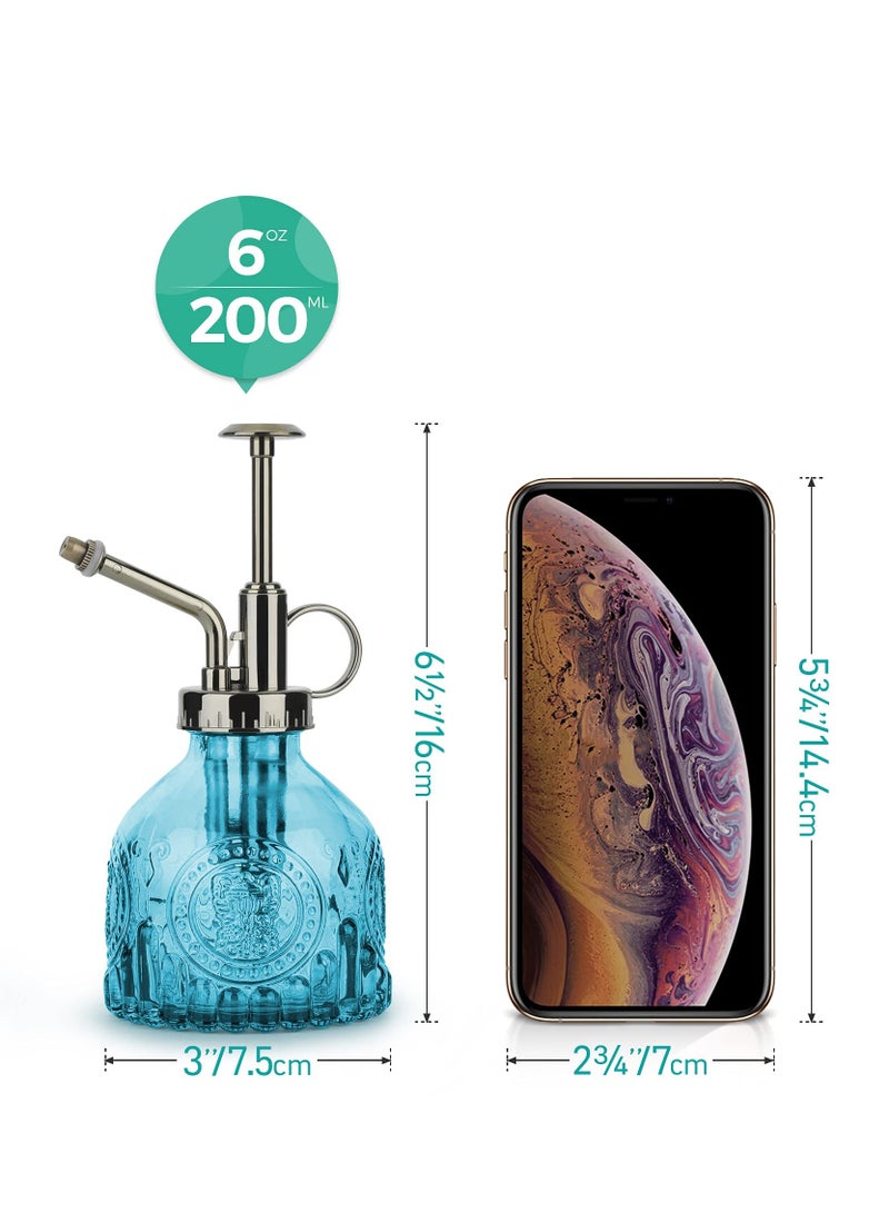 SYOSI Glass Plant Spray Bottle, 200ML Vintage Spray Bottle with Top Pump, Fine Mist Garden Flower Sprayer Small Decorative Spritzer Watering Can Gift for Indoor Outdoor Succulent House Plant (Blue) - Image 5