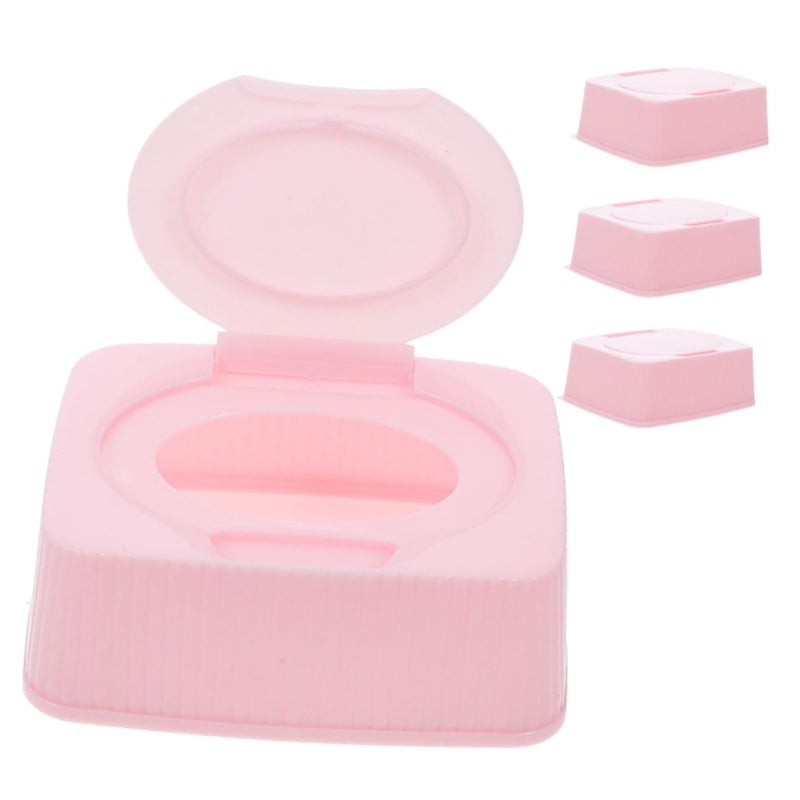 Plastic Wet Wipes Storage Container Box With Pull Out Design 4Pcs Set - Image 2