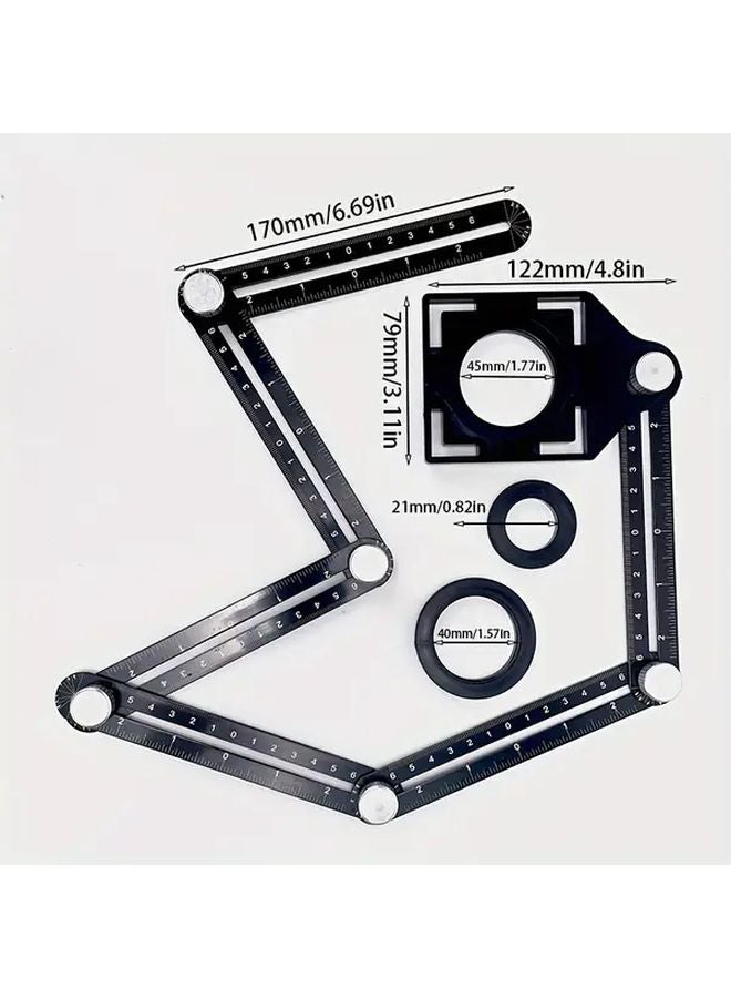 Heavy Duty Aluminum Alloy Multi Angle Measuring Ruler 3 Hole System Foldable 1pc - Image 4