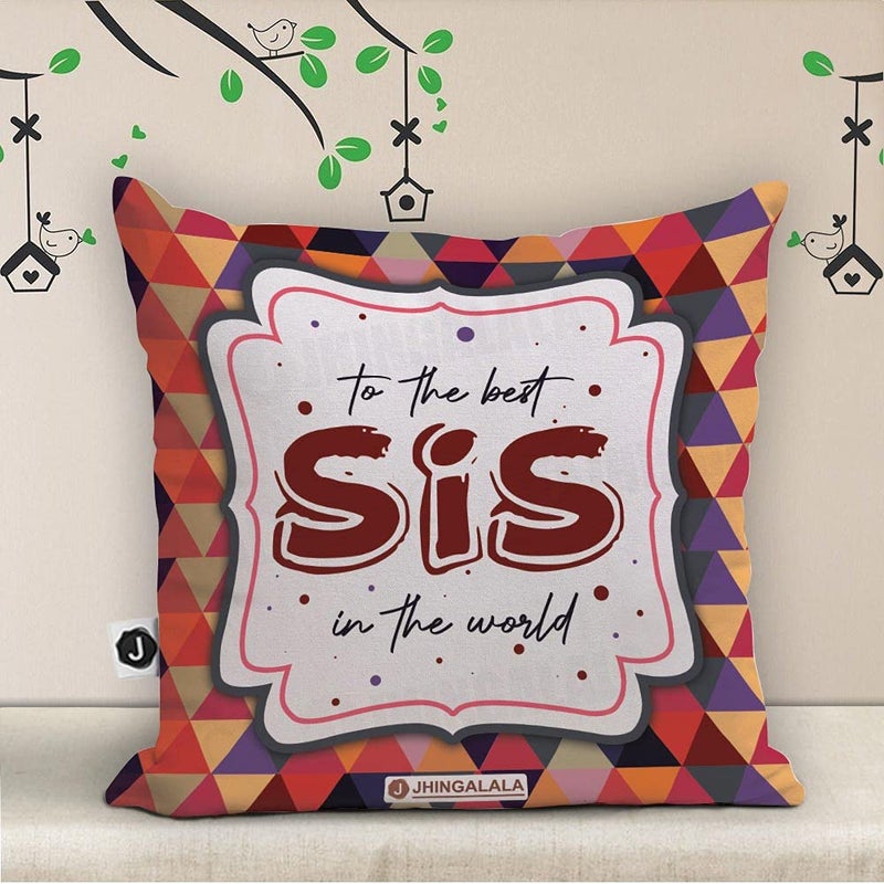 Jhingalala Jhingalala Gift for Brother Sister Combo to The Best BroSis in The World Printed Cushion Cover with Filler and Greeting Cards Combo Gifts for Brother Sister on Birthday Raksha Bandhan  - Image 4