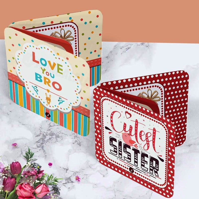 Jhingalala Jhingalala Gift for Brother Sister Combo to The Best BroSis in The World Printed Cushion Cover with Filler and Greeting Cards Combo Gifts for Brother Sister on Birthday Raksha Bandhan  - Image 5