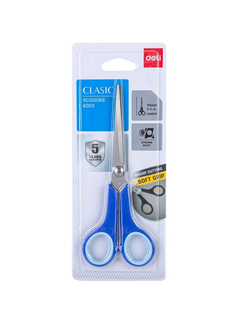 Deli 1-Piece Soft Grip Scissors 175mm Length Assorted Colours - Image 1