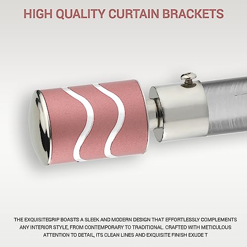 GLOXY Stainless Steel Brackets Parda Holder with Support 1 Inch Curtains Rod Pocket Finials Designer Door and Window Curtain Holders and Rod Support Fittings (Pink 3 Pair Set) - Image 4