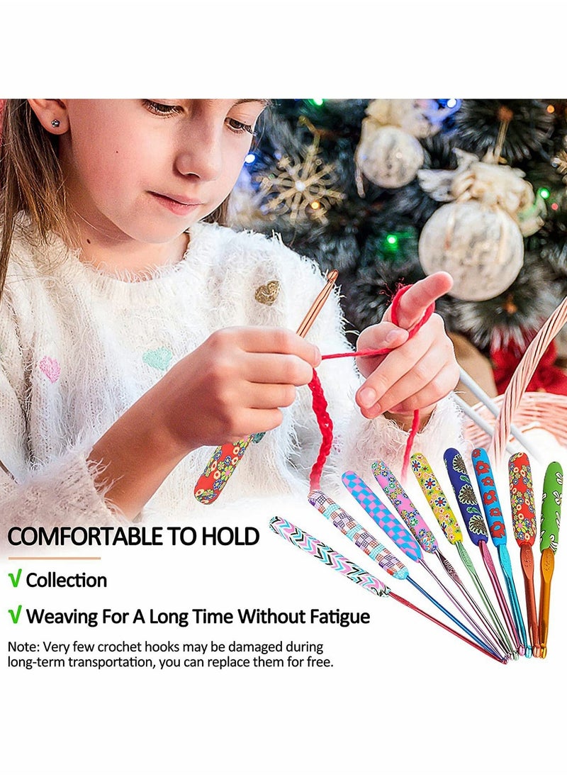 Excefore Crochet Hook Kit, 9 Pcs Aluminum Crochet Hook Set Soft Grip, 2mm-6mm Multicolour Stitches Craft Crochets Hook Sewing Tools - Image 3