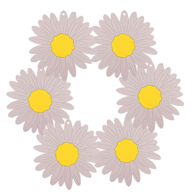BENCI AntiHot Silicone Trivet Mat 75 Inch Daisy Flower Shape Heat Resistant Anti Slip Place Mat for Hot Pots Pans Holder Kitchen Insulation Coaster Hot Pad for Dishes Pink Set of 6 - Image 1