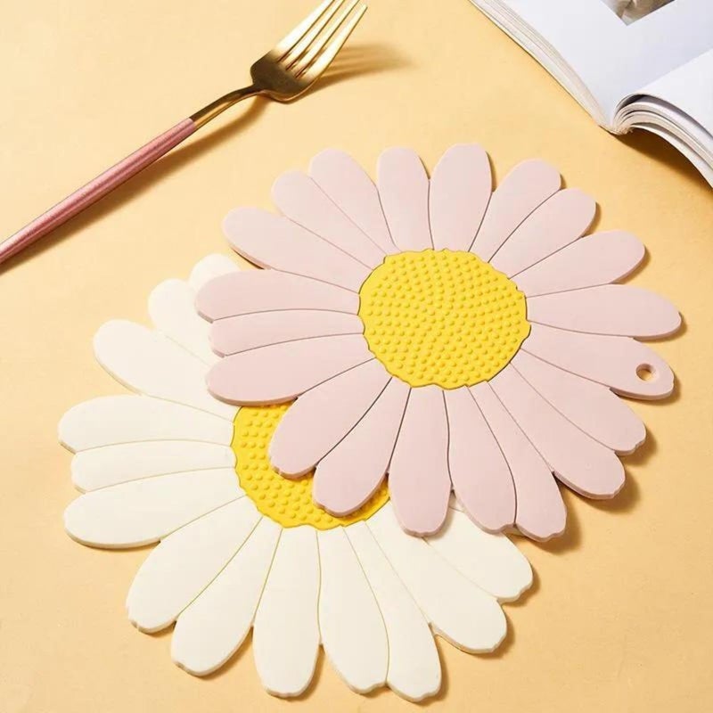 BENCI AntiHot Silicone Trivet Mat 75 Inch Daisy Flower Shape Heat Resistant Anti Slip Place Mat for Hot Pots Pans Holder Kitchen Insulation Coaster Hot Pad for Dishes Pink Set of 6 - Image 5