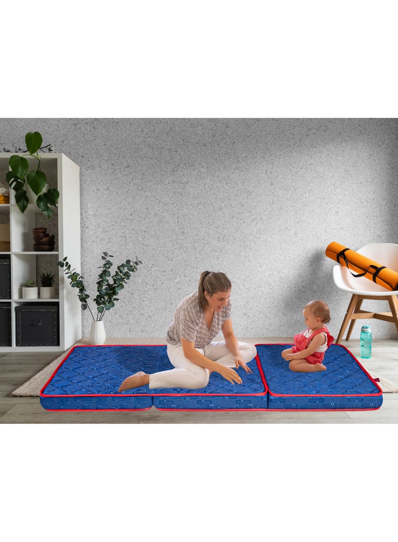 Comfy Luxury Exclusive Collection Guest/Travel 180x90x10cm Blue Folding Foam Portable Mattress - Image 1