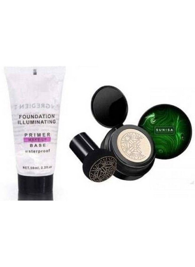 SUNISA Bb And Cc Cream Foundation With Mushroom Head Air Cushion Puff 20G And 1 Foundation Illuminating Base Primer (Pack Of 3) - Image 1