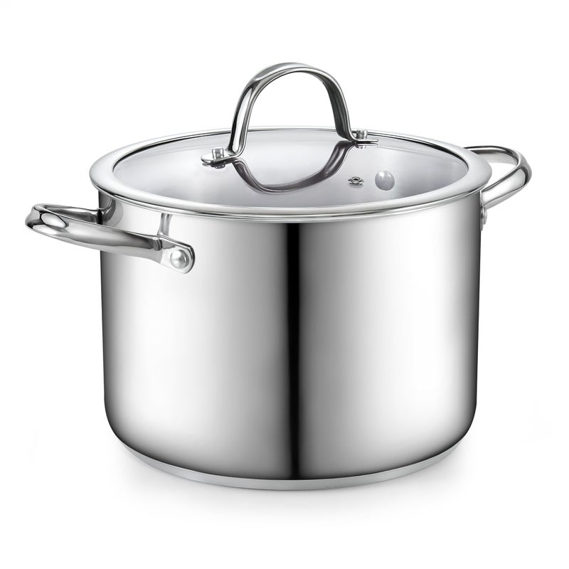 Cooks Standard 8-Quart Stainless Steel Stockpot with Glass Lid, Large Dutch Oven Casserole for Soup, Stew, Chili & Pasta, Induction Compatible - Image 1