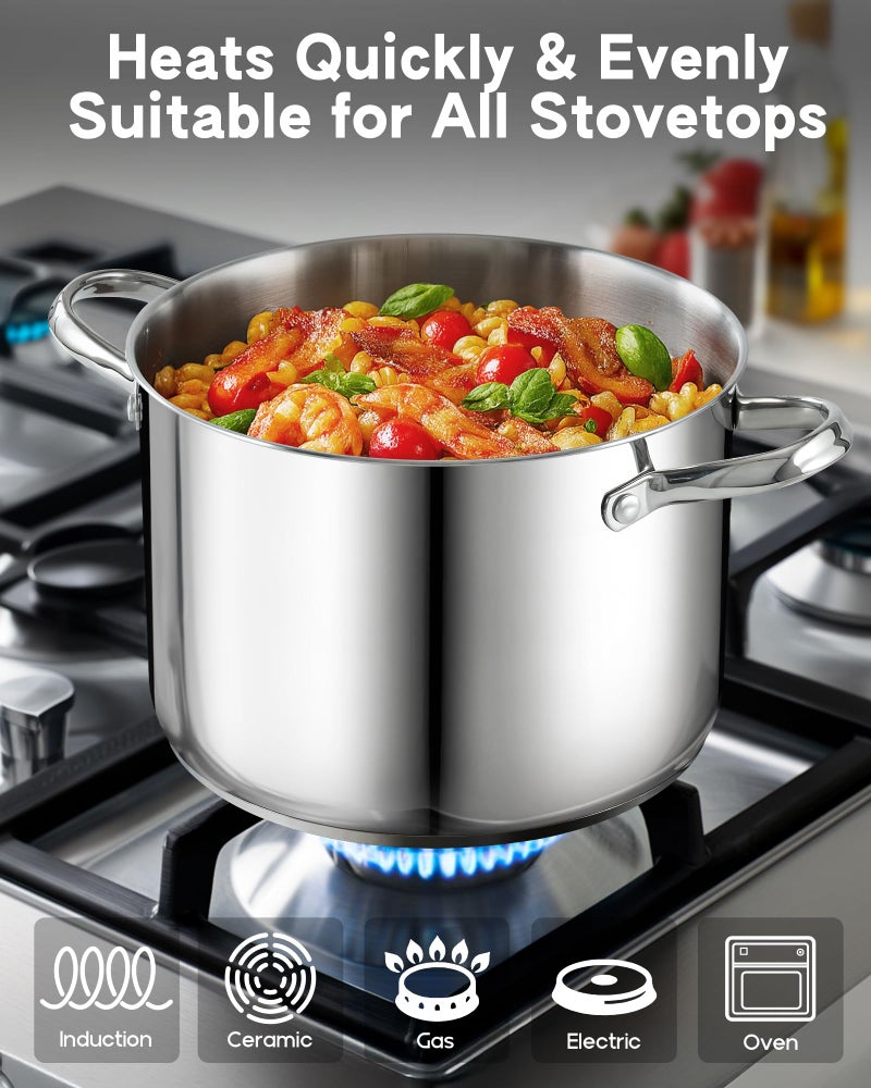 Cooks Standard 8-Quart Stainless Steel Stockpot with Glass Lid, Large Dutch Oven Casserole for Soup, Stew, Chili & Pasta, Induction Compatible - Image 3