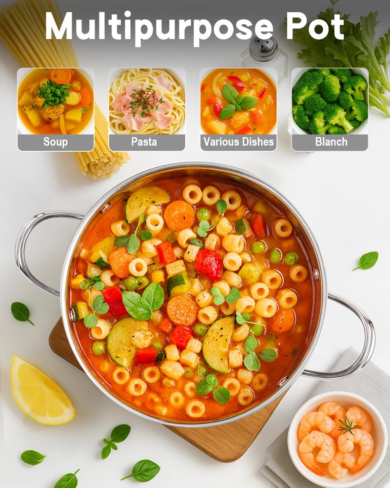 Cooks Standard 8-Quart Stainless Steel Stockpot with Glass Lid, Large Dutch Oven Casserole for Soup, Stew, Chili & Pasta, Induction Compatible - Image 5