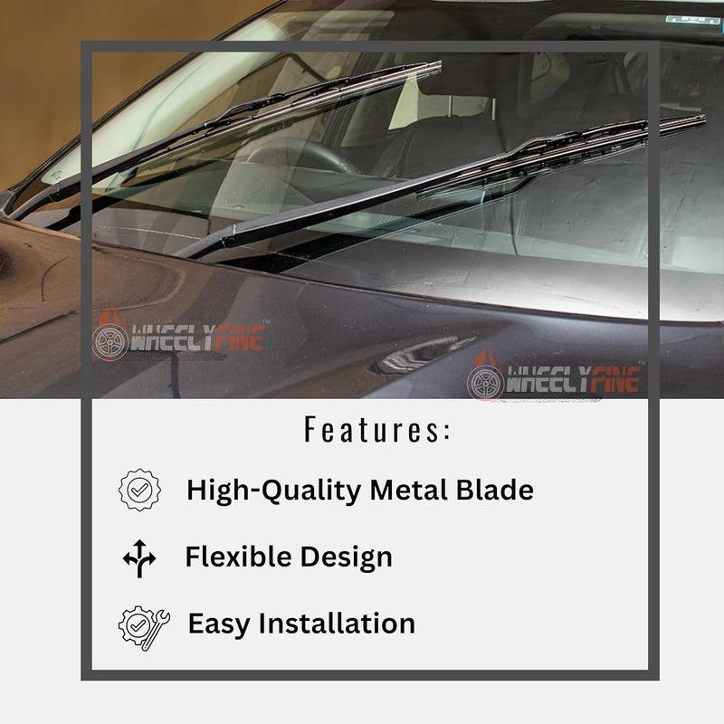 Wheelyfine Car Wiper Blades | Metal Frame | Water Repellent Windshield Wipers | Blade Refills (Maruti Versa (2001 Onwards) Dr 16"/Pa 16") - Image 3