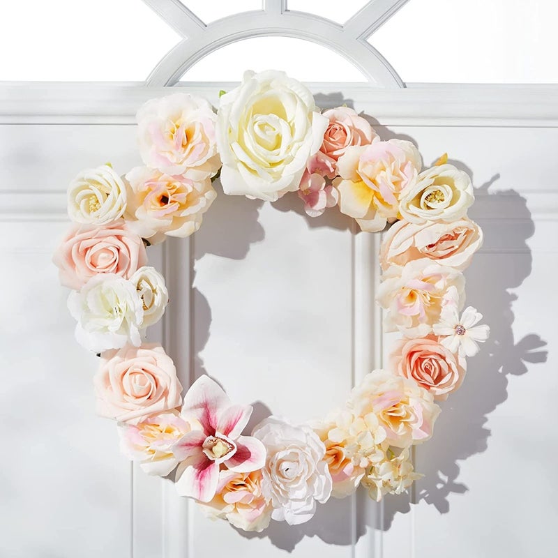 CLITHS Cliths Pack of 4 Wooden Wreath Ring with PreCut Holes for Crafts Easter Spring Home Decor Wall Door Hanging Wreaths Floral Hoop Garland 02 Inches Thick 115Inch Outer Diameter  - Image 3