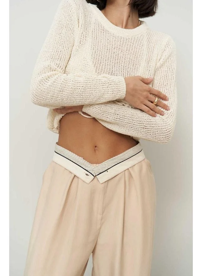 Tessa Lyocell Beige Palazzo Pants