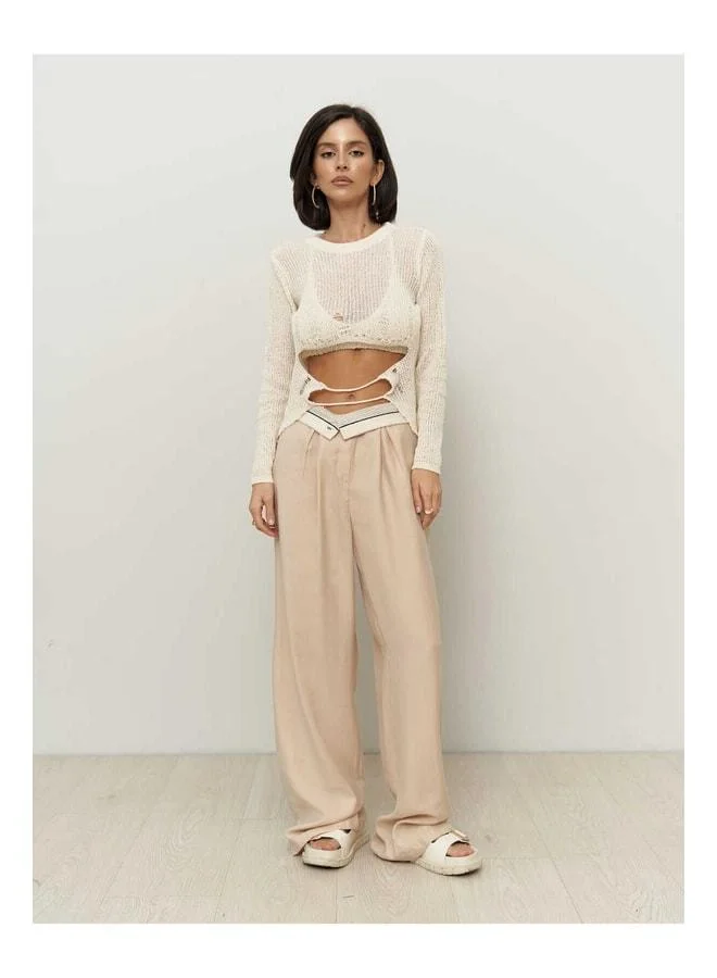 Bohemai  Tessa Lyocell Beige Palazzo Pants for Women | Best Price UAE