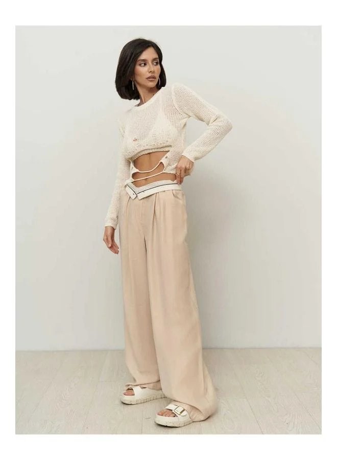 Bohemai  Tessa Lyocell Beige Palazzo Pants for Women | Best Price UAE