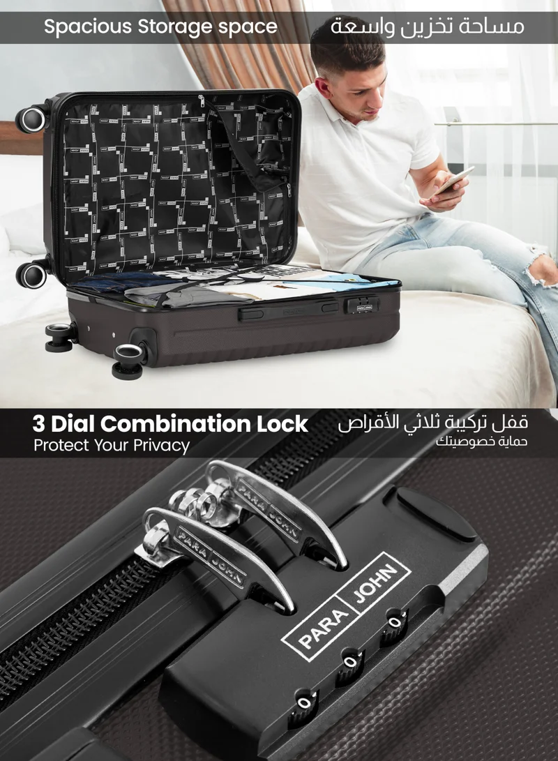 Parajohn Grey Cabin size ABS Hardside Spinner Luggage Trolley 20 Inch Dark Grey  | Best Price UAE