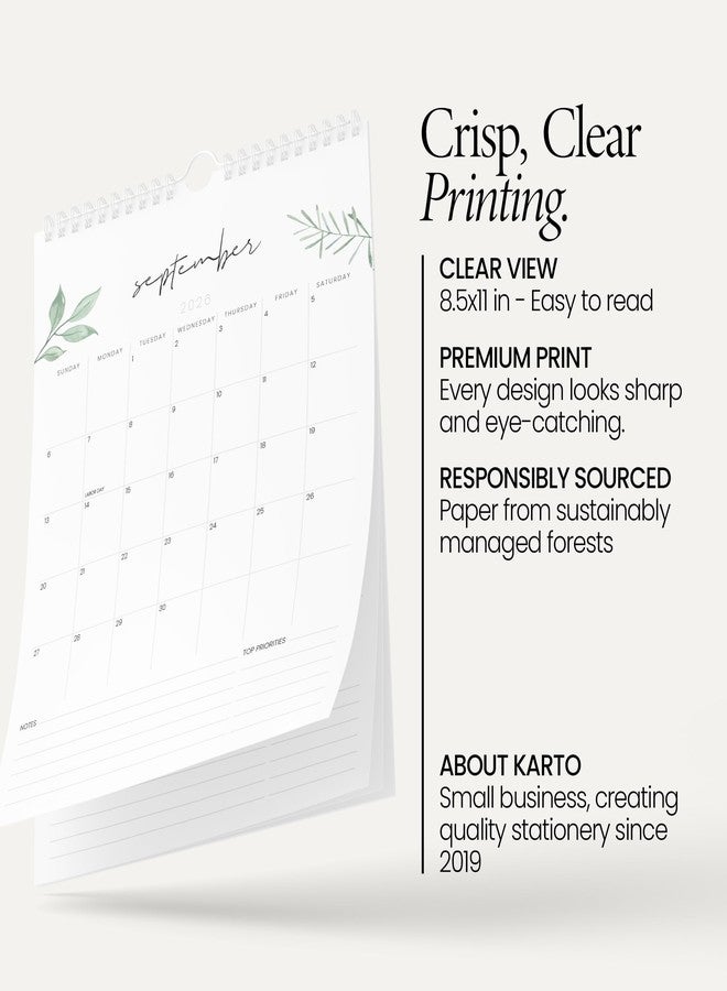 Karto Wall Calendar 2026 - Vertical 8.5x11 inch January 2026 to June 2027 - Boost Your Productivity and Easy Planning with the Aesthetic Monthly Calendar - Greenery - Image 3