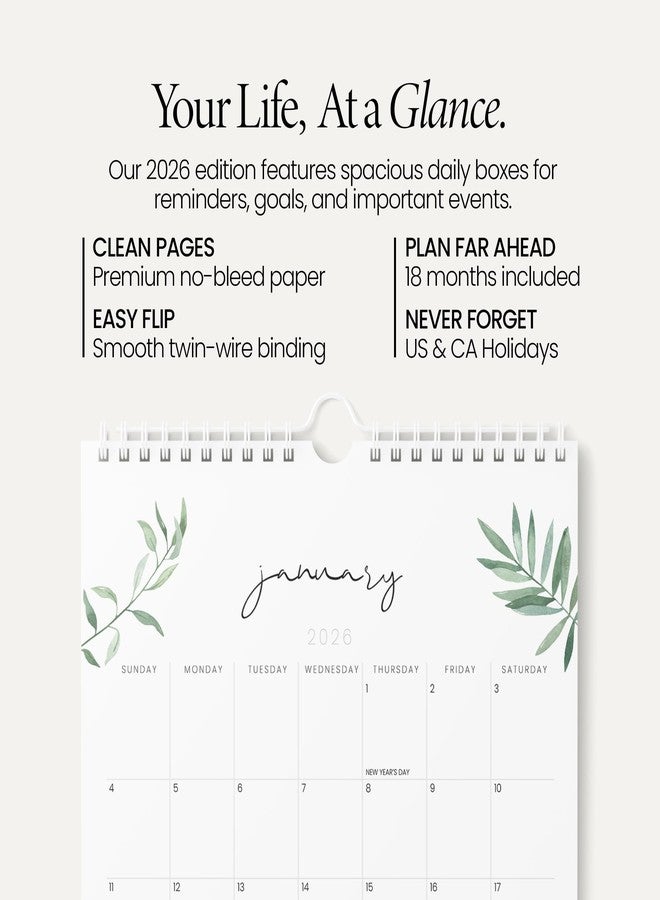 Karto Wall Calendar 2026 - Vertical 8.5x11 inch January 2026 to June 2027 - Boost Your Productivity and Easy Planning with the Aesthetic Monthly Calendar - Greenery - Image 2