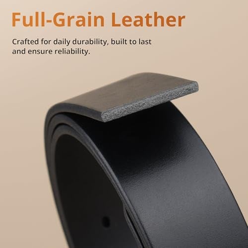 Buffway Men’s Full Grain Leather Belt – Solid One-Piece Leather, 1.5” Wide for Jeans & Business Casual, Gift Box Included - 36” Black - Image 4