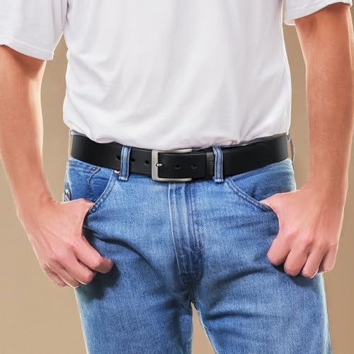 Buffway Men’s Full Grain Leather Belt – Solid One-Piece Leather, 1.5” Wide for Jeans & Business Casual, Gift Box Included - 36” Black - Image 2