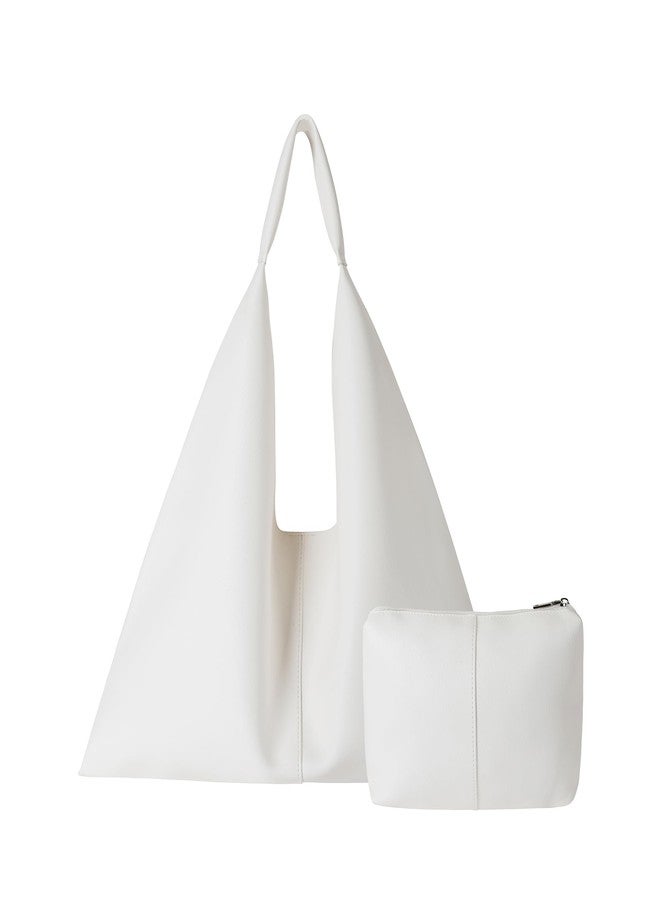 YLYYHH Leather Tote Bag, Oversized Hobo Bags, Large Tote Bag for Women Work, Vegan Leather Handbags Travel, Designer Leather Tote Handbag, White - Image 1
