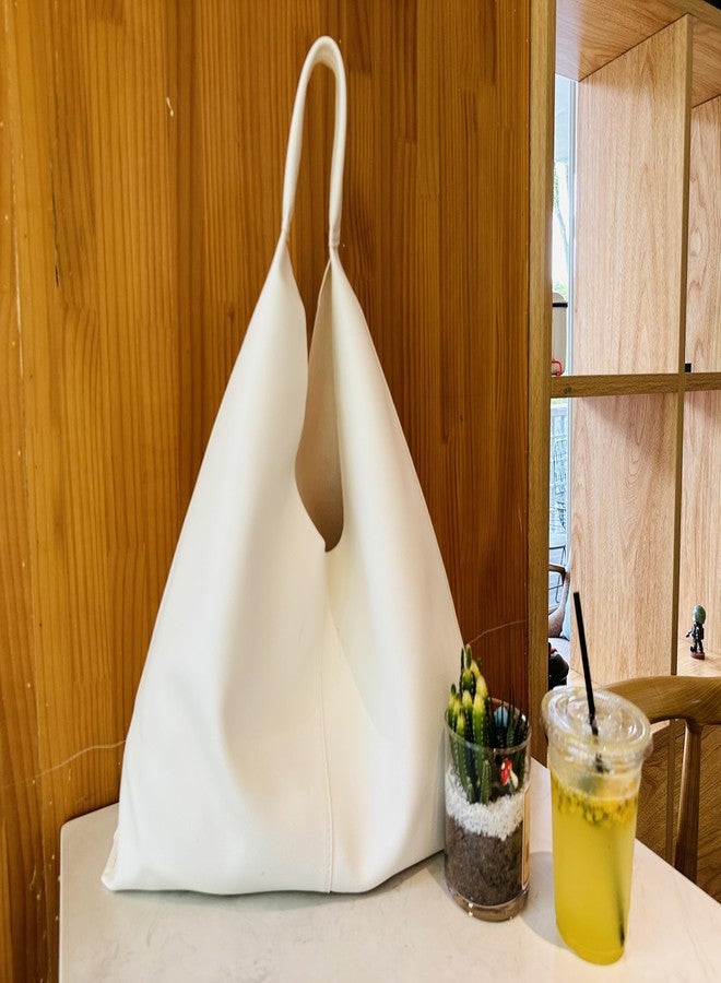 YLYYHH Leather Tote Bag, Oversized Hobo Bags, Large Tote Bag for Women Work, Vegan Leather Handbags Travel, Designer Leather Tote Handbag, White - Image 3