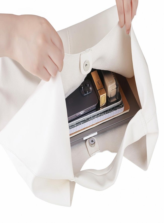 YLYYHH Leather Tote Bag, Oversized Hobo Bags, Large Tote Bag for Women Work, Vegan Leather Handbags Travel, Designer Leather Tote Handbag, White - Image 2