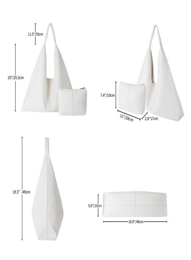 YLYYHH Leather Tote Bag, Oversized Hobo Bags, Large Tote Bag for Women Work, Vegan Leather Handbags Travel, Designer Leather Tote Handbag, White - Image 4