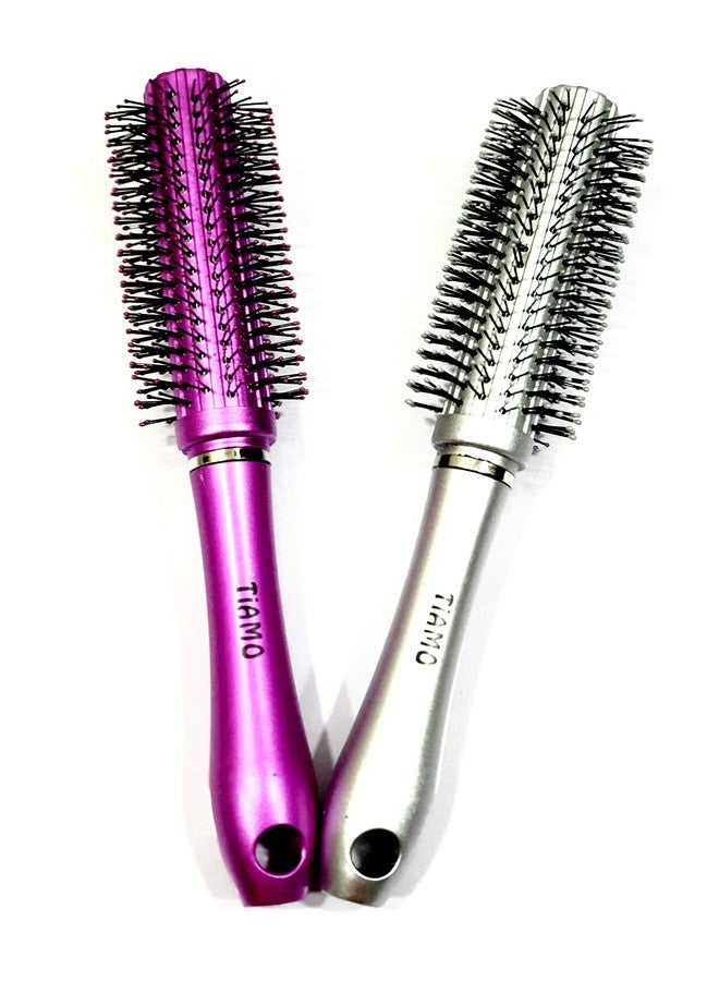 Tiamo Plastic Fancy Round hairbrush set of 2 colours for daily use - Image 1