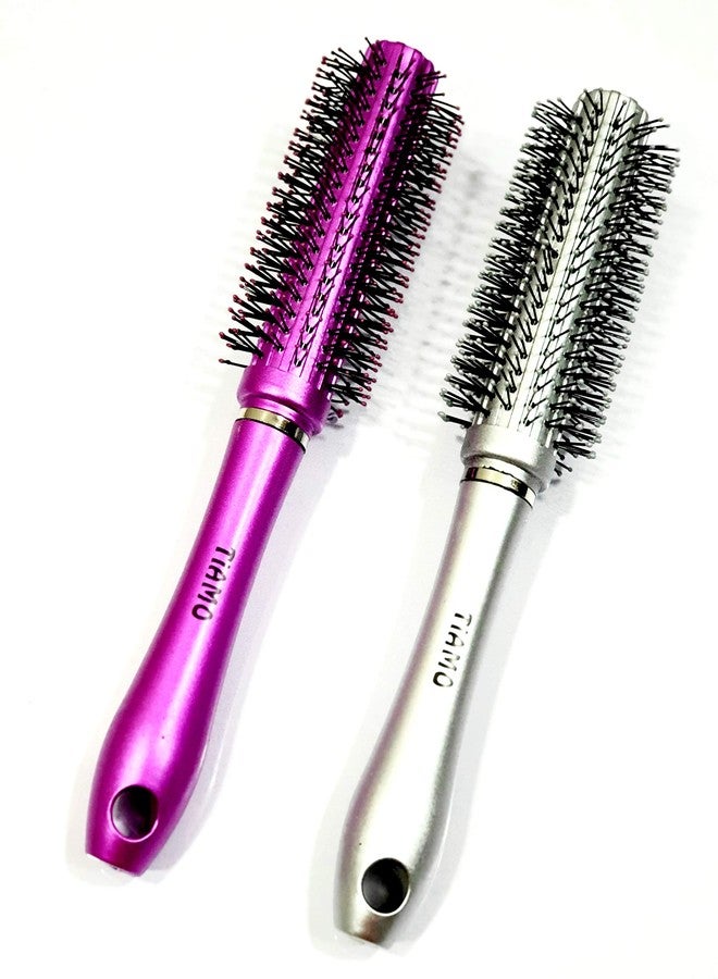 Tiamo Plastic Fancy Round hairbrush set of 2 colours for daily use - Image 2