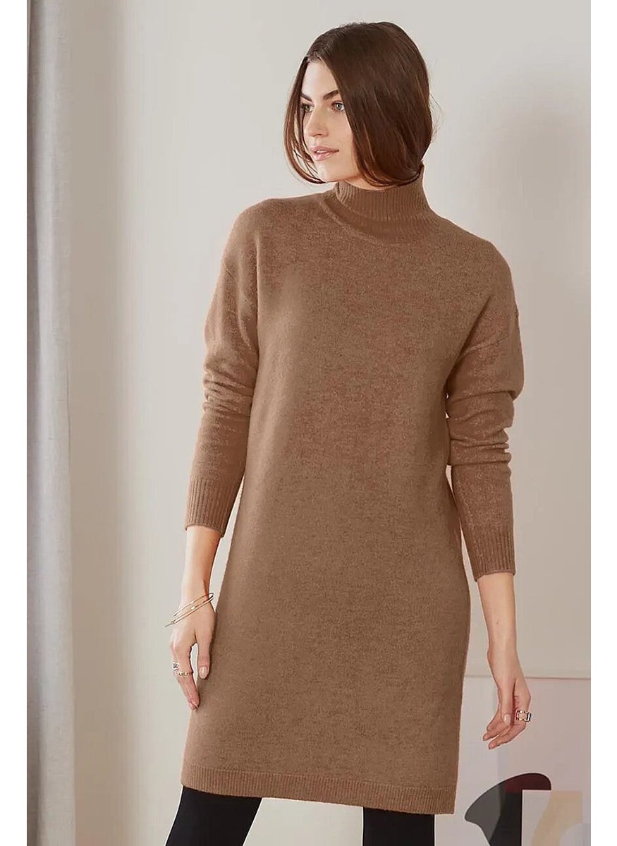 Tchibo Women Textured Sweater Dress, Brown  - Image 1