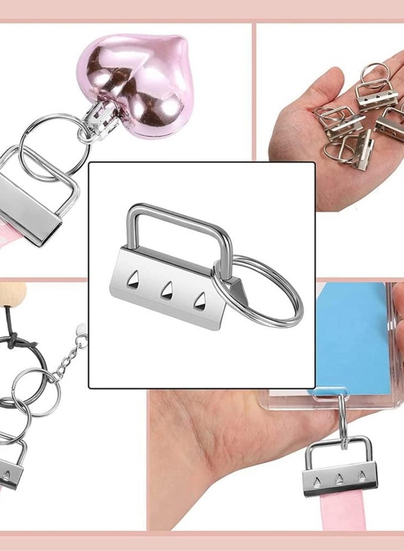 GGOOT 50Pcs Key Hardware with Split Rings Set Tail for Wristlet Clamp Lanyard DIY Tool with - Image 3