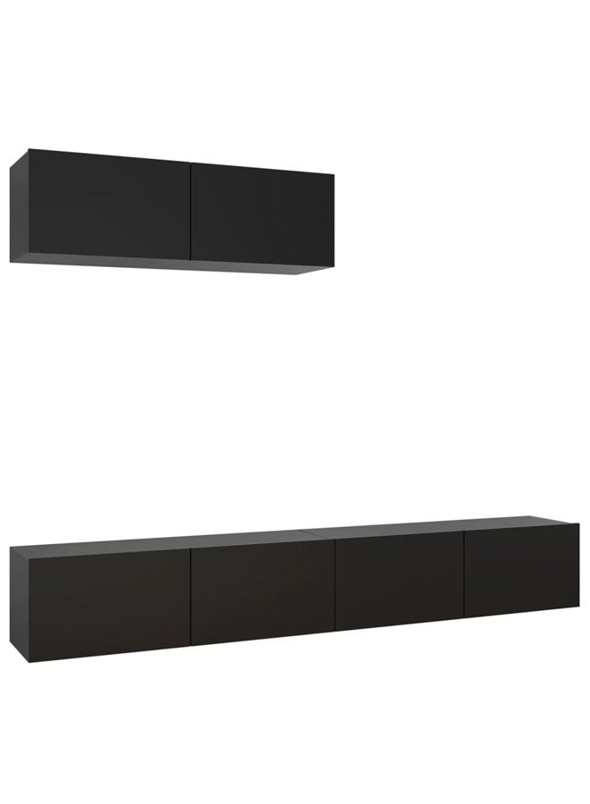 vidaxl TV Cabinets 3 pcs Black Engineered Wood 3078808 - Image 1