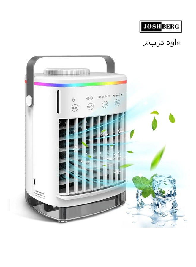 جوشبيرغ مروحة تبريد الهواء المحمولة، مروحة تبريد مع 4 سرعات رياح و7 مصابيح LED، 3 في 1 مكيفات هواء محمولة شخصية مطورة للغرفة/المكتب - Image 1