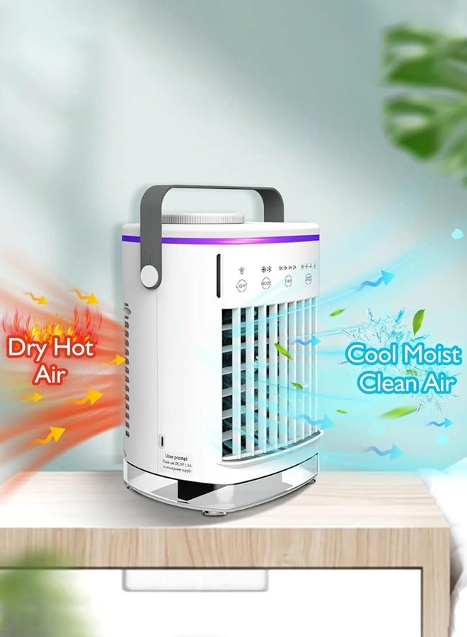 جوشبيرغ مروحة تبريد الهواء المحمولة، مروحة تبريد مع 4 سرعات رياح و7 مصابيح LED، 3 في 1 مكيفات هواء محمولة شخصية مطورة للغرفة/المكتب - Image 2