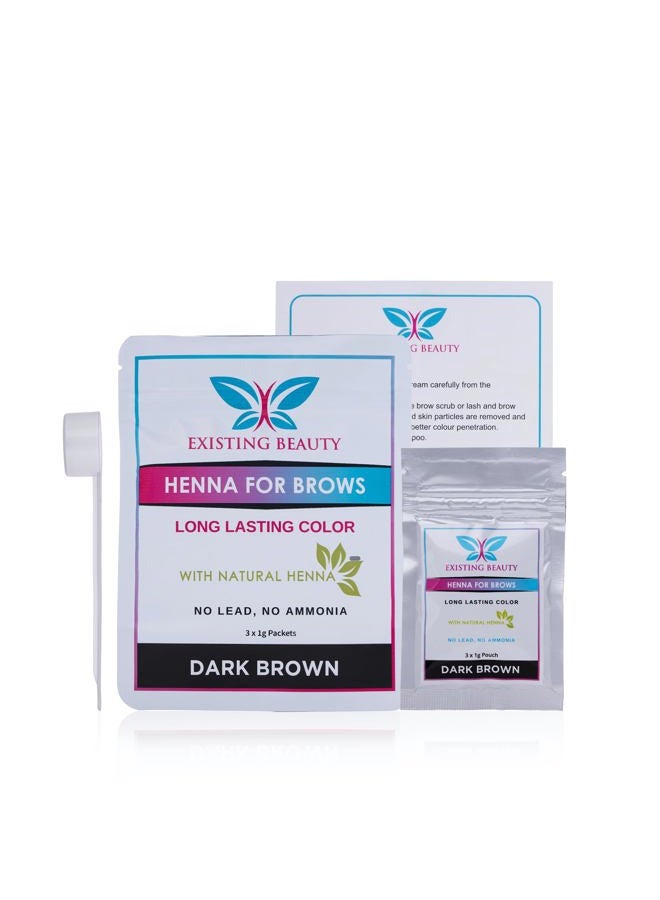 Existing Beauty Dark Brown Eyebrow Henna Tint for Eyebrow Color- Professional Henna Brow Kit Including Use Instructions and Mixing Bowl 3x 1g Packets Brow Dye by Existing Beauty - Image 1