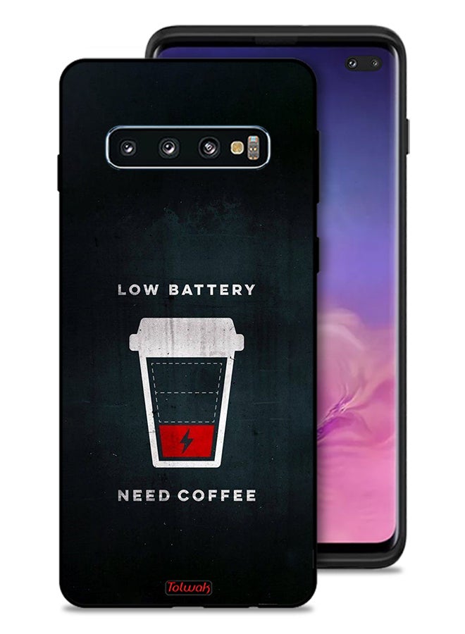 Tolwak Samsung Galaxy S10 Plus Protective Case Cover Low Battery Need Coffee - Image 1