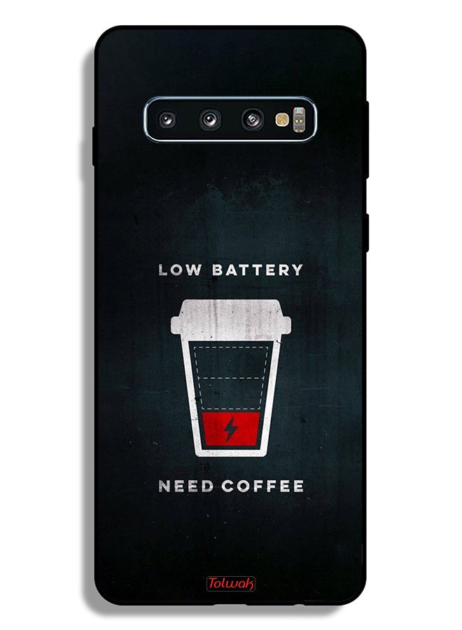 Tolwak Samsung Galaxy S10 Plus Protective Case Cover Low Battery Need Coffee - Image 2