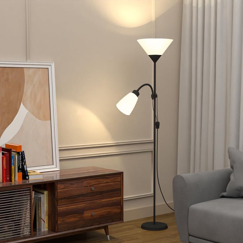 Snooe مصباح أرضي، إضاءة أرضية LED مع ضوء قراءة قابل للتعديل، ضوء طويل الأمد لغرفة المعيشة وغرفة النوم والمكتب (أسود) - Image 5