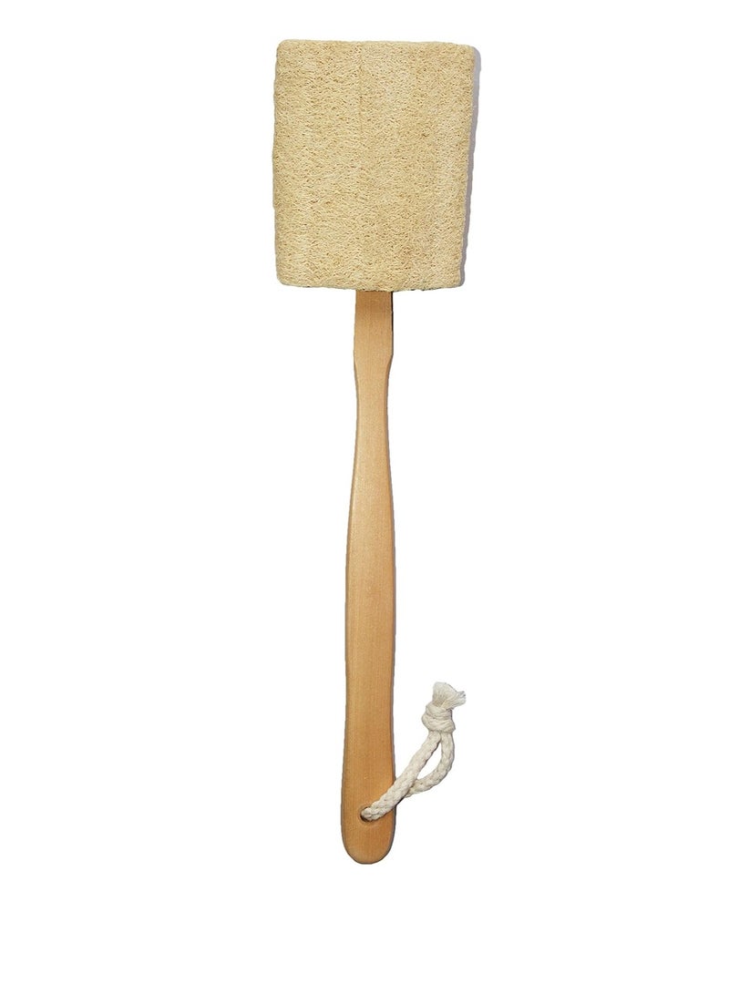 Mr.Cui'shop Natural Exfoliating Loofah luffa loofa Bath Brush On a Stick - with Long Wooden Handle Back Brush for Men & Women - Shower Sponge Body Back Scrubber Pack of 1 - Image 1
