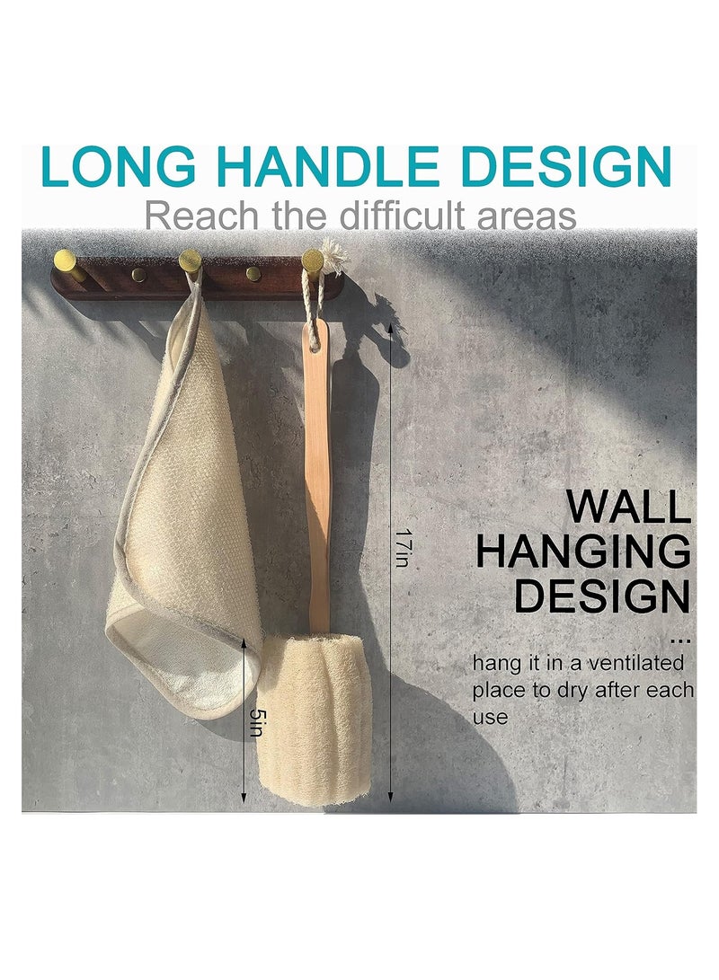 Mr.Cui'shop Natural Exfoliating Loofah luffa loofa Bath Brush On a Stick - with Long Wooden Handle Back Brush for Men & Women - Shower Sponge Body Back Scrubber Pack of 1 - Image 2