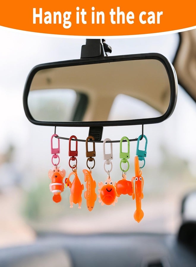 قلادة TBWHL متغيرة اللون بالأشعة فوق البنفسجية، 6 قطع من زينة سلسلة مفاتيح السيارة اللطيفة للمرآة الخلفية، سلسلة مفاتيح على شكل حيوان مرح صيفي، إكسسوارات داخلية للسيارة للرجال والنساء - Image 5